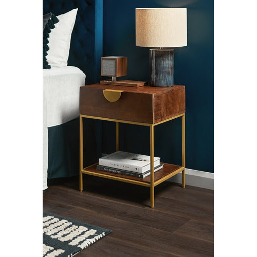 PRIYA MANGO WOOD BEDSIDE TABLE