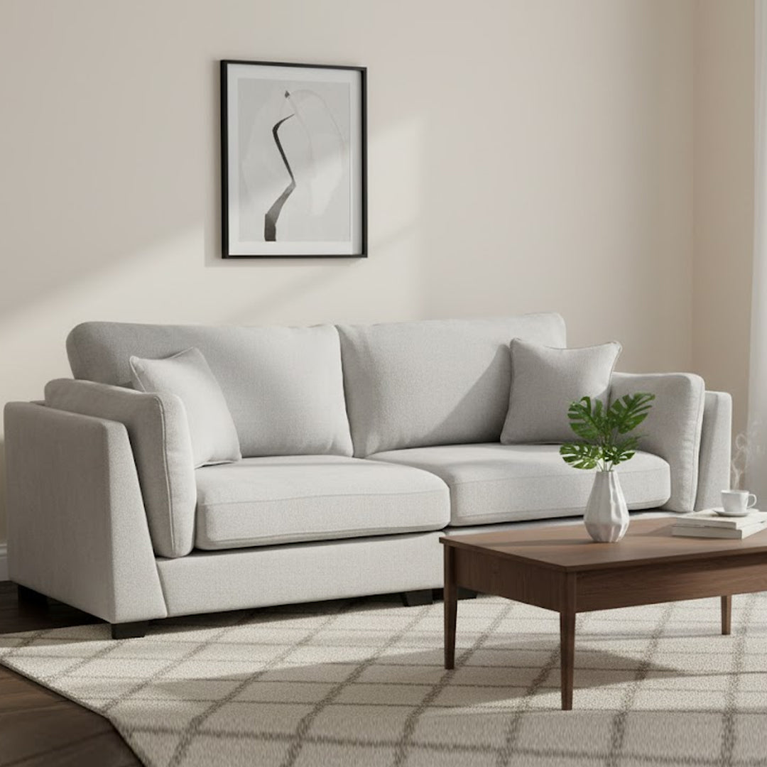 RAMI FABRIC 3 SEATER SOFA LIGHT GREY