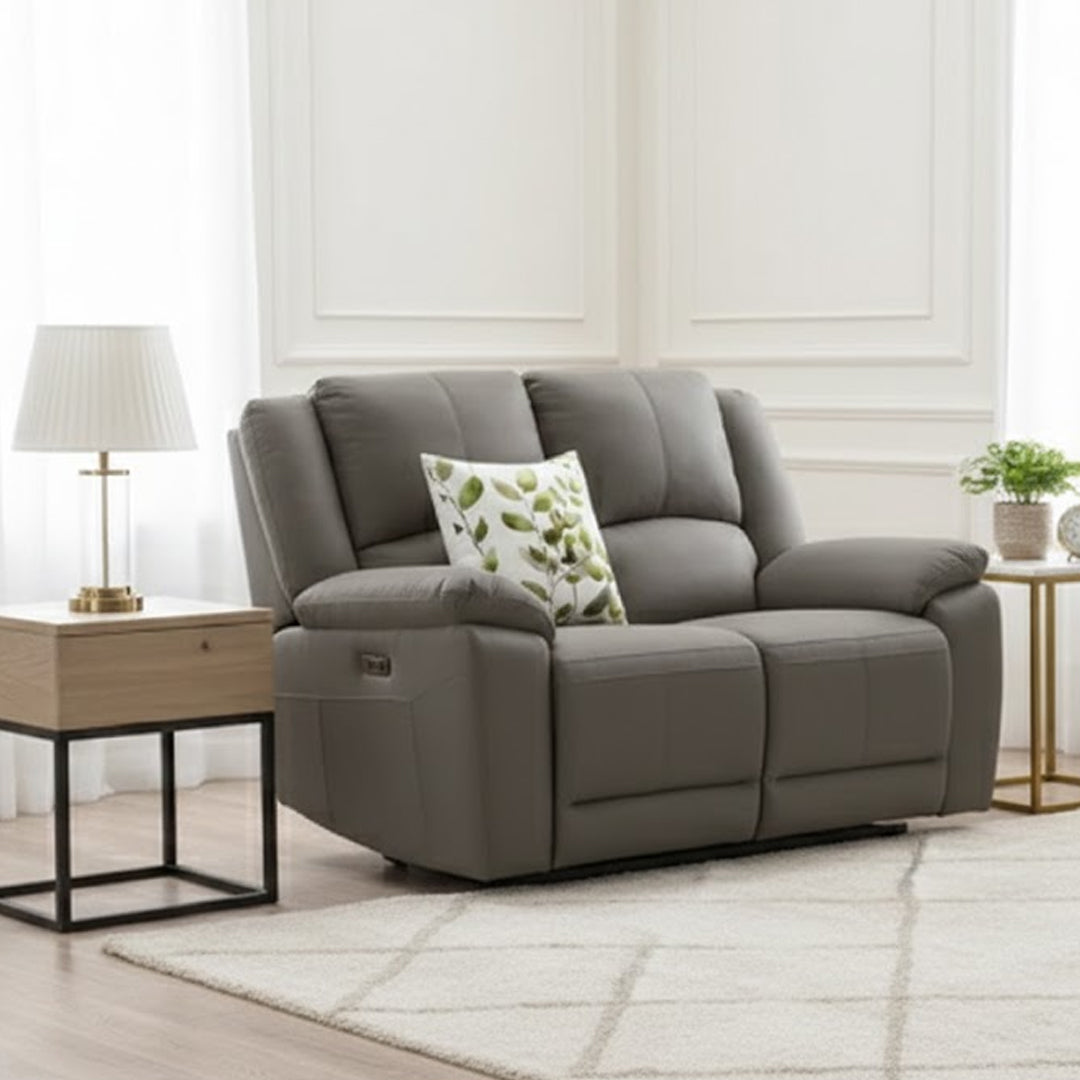 RODDICK FABRIC 2 SEATER WITH ELECTRIC RECLINERS STEEL