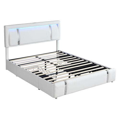OAKLEIGH HOME RALEIGH FAUX LEATHER BED WITH LED & CHARGING STATION