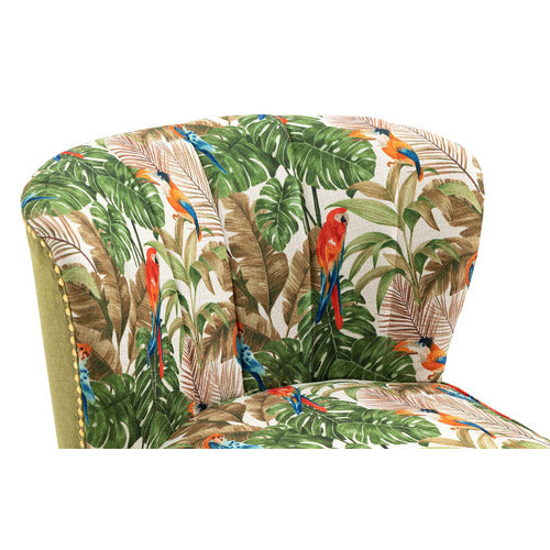 SHIRLEY LANE FURNITURE RED PARROT ON GREEN TROPICAL FOREST ACCENT CHAIR
