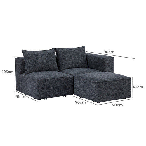 MIKASA FURNITURE RHODES 3 SEATER MODULAR SOFA SET WITH OTTOMAN