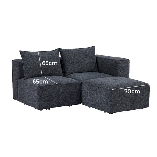 MIKASA FURNITURE RHODES 3 SEATER MODULAR SOFA SET WITH OTTOMAN