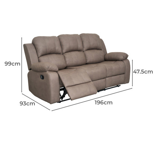 BY DESIGNS RIVOIRE 3 SEATER MANUAL RECLINER SOFA