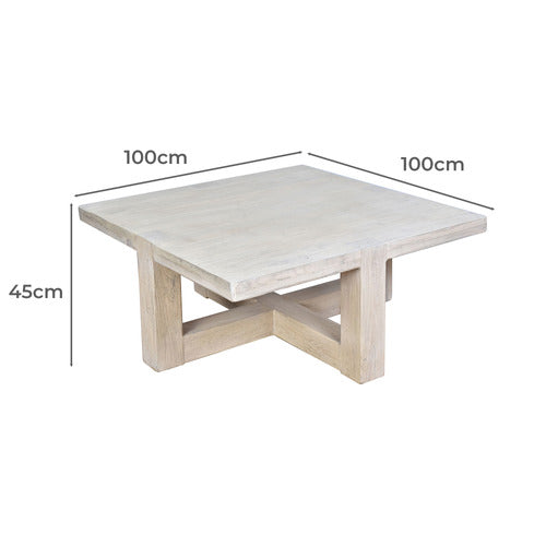 CHARTWELL HOME ROLLINS SQUARE RECYCLED ELM WOOD COFFEE TABLE