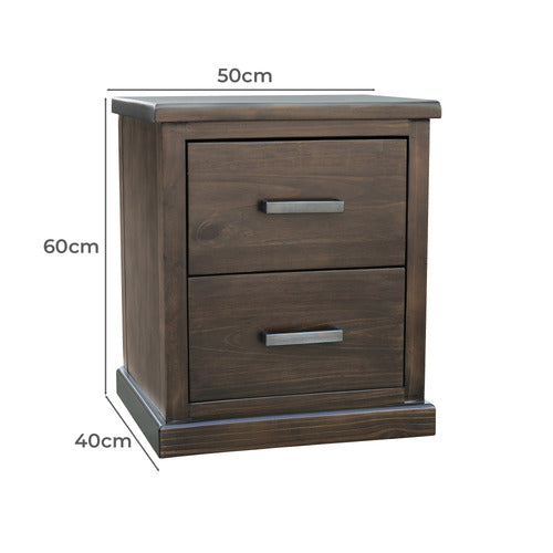 HAWTHORNE HOME ROMERO 2 DRAWER PINE WOOD BEDSIDE TABLE