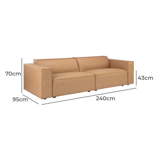 RUSSO 3 SEATER FAUX LEATHER SOFA