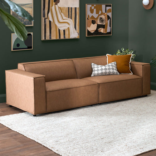 RUSSO 3 SEATER FAUX LEATHER SOFA
