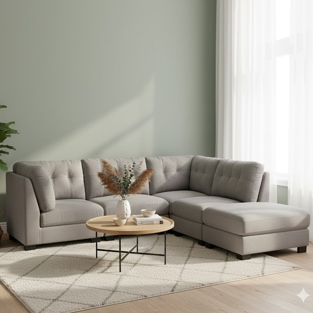 SANDS 5 PIECE CORNER SUITE. DARK GREY