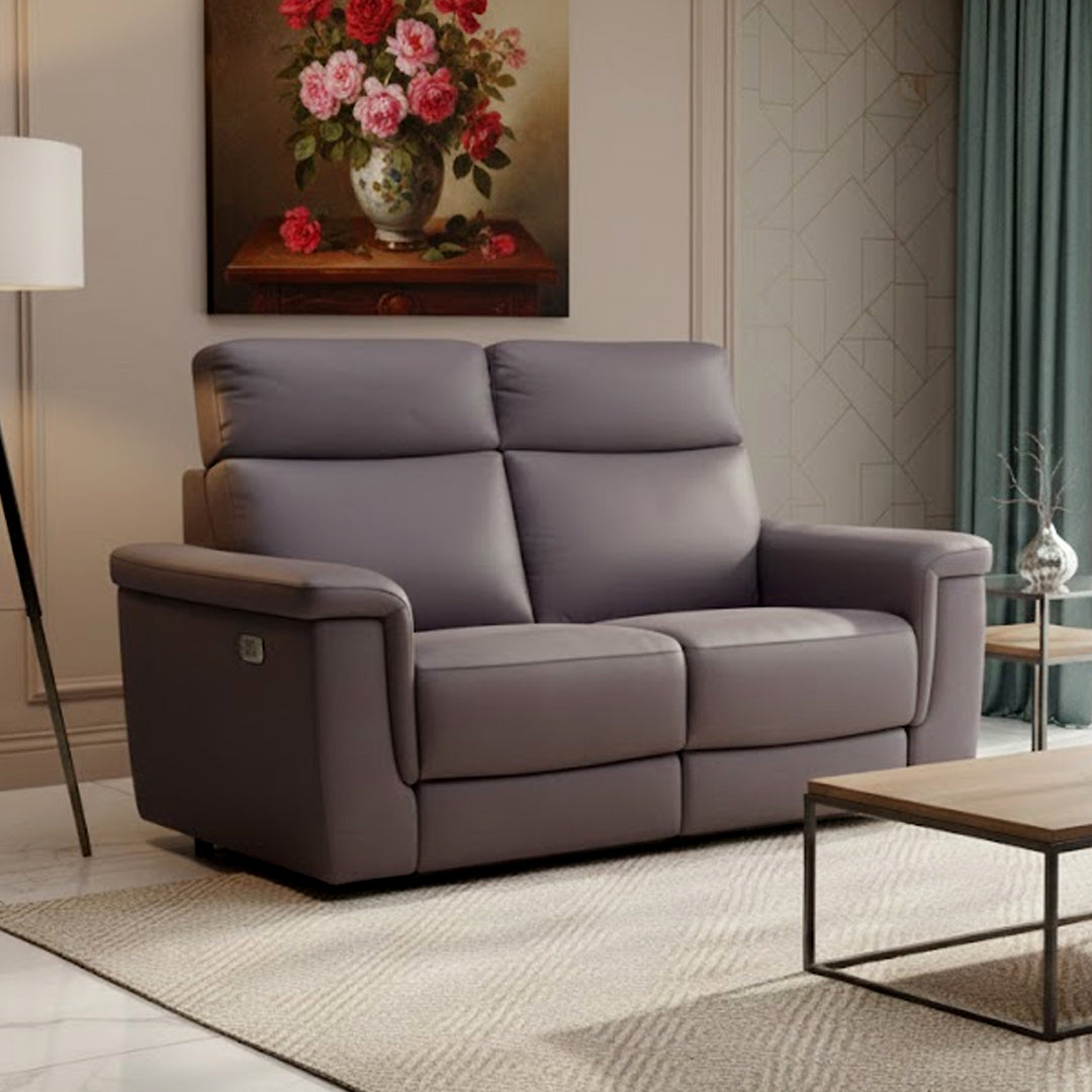 SERGIO FABRIC 2 SEATER WITH 2 INBUILT ELECTRIC RECLINERS CHARCOAL