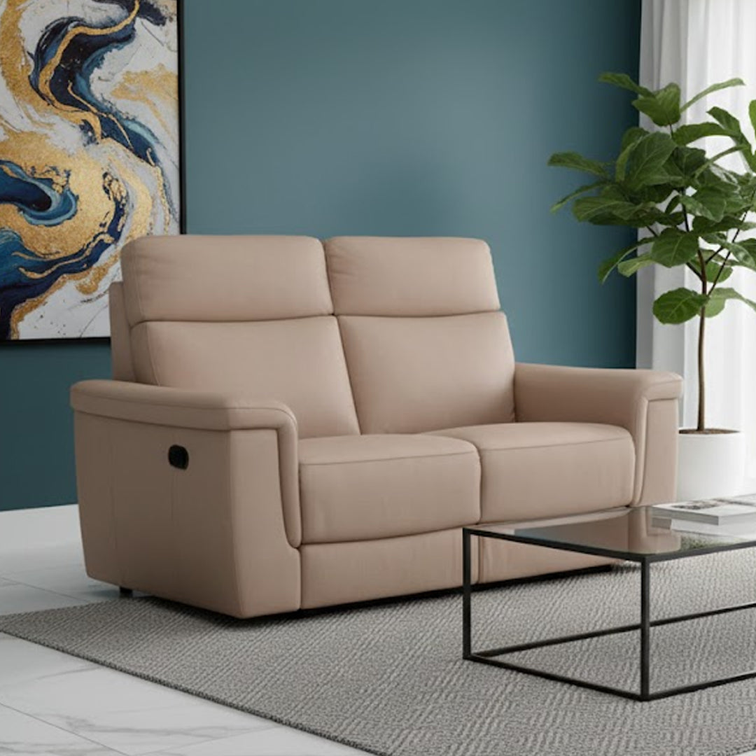 SERGIO FABRIC 2 SEATER WITH 2 INBUILT ELECTRIC RECLINERS STONE