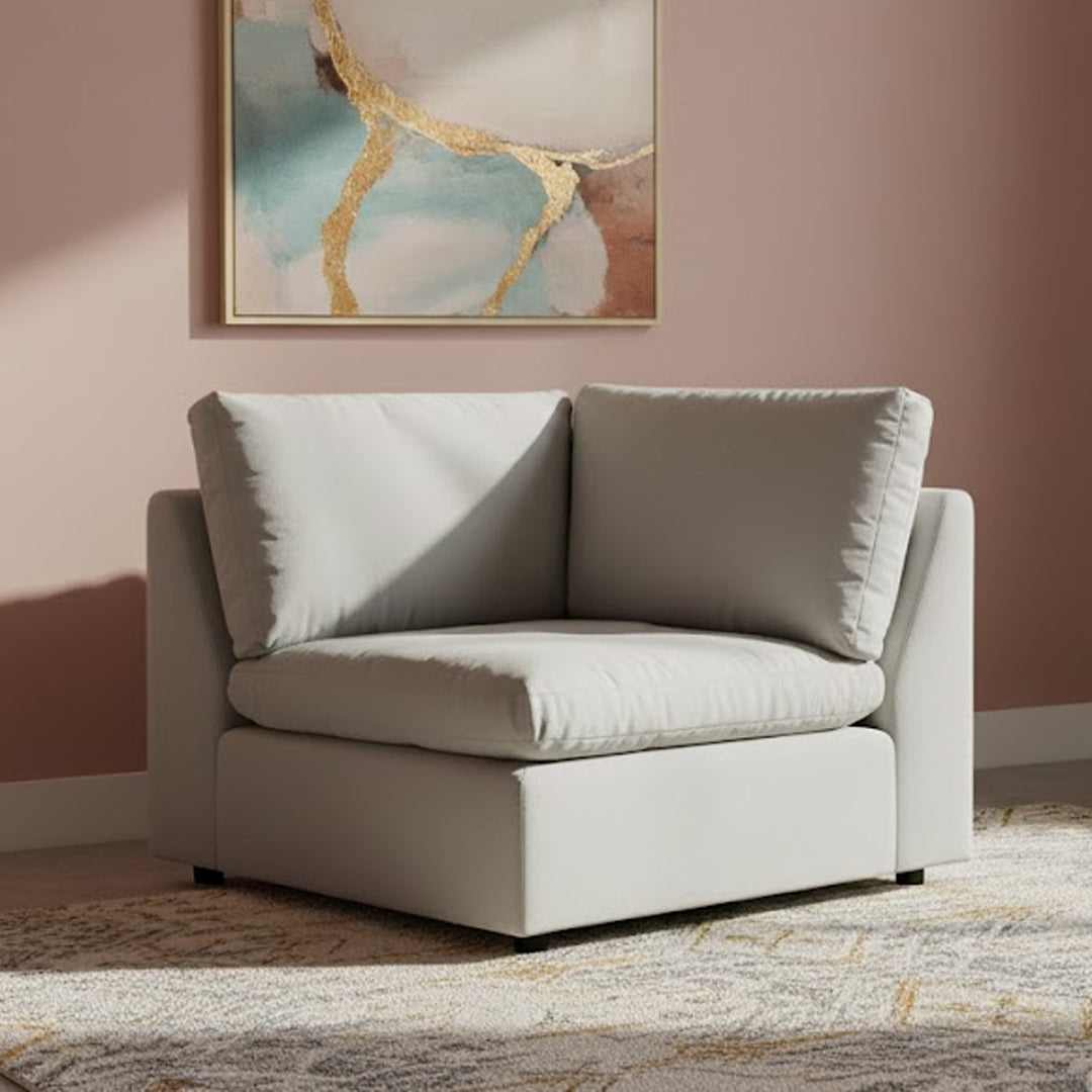SUNNI FABRIC MODULAR CORNER WEDGE LIGHT GREY
