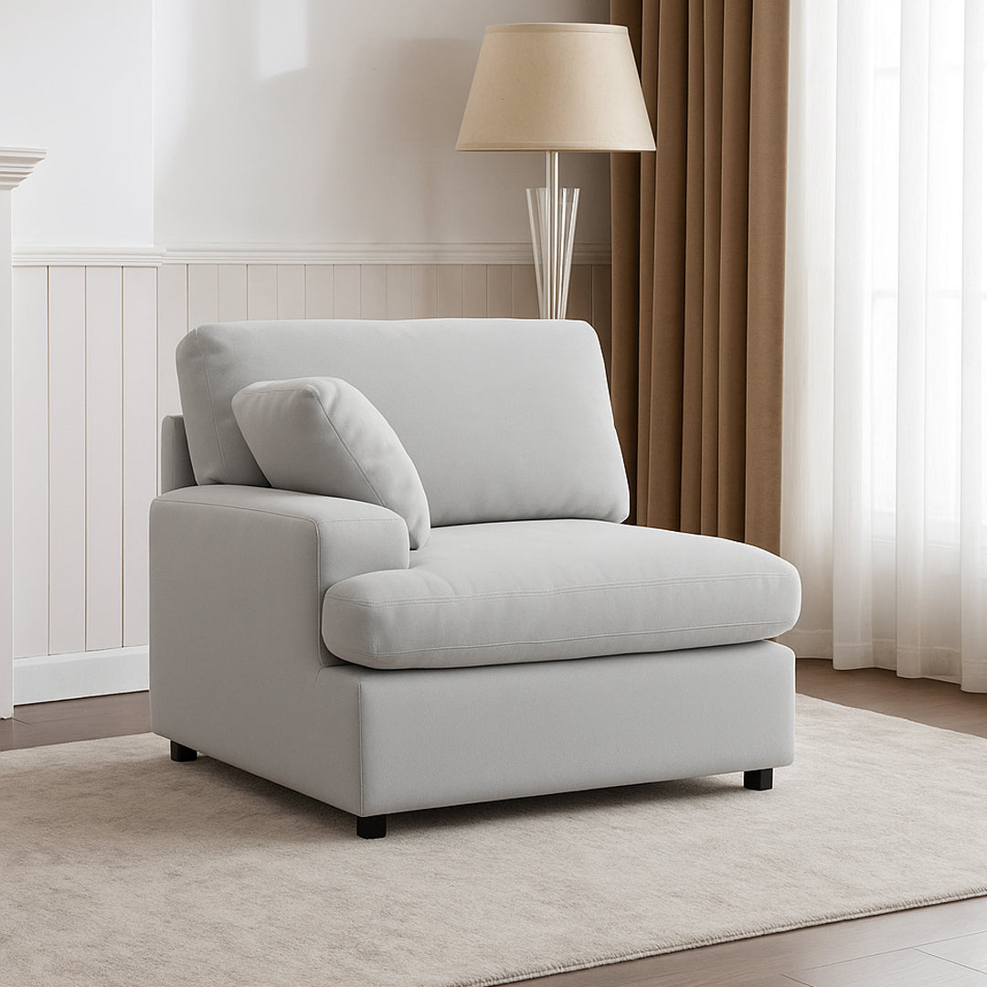 SUNNI FABRIC MODULAR LEFT HAND FACING CHAIR LIGHT GREY
