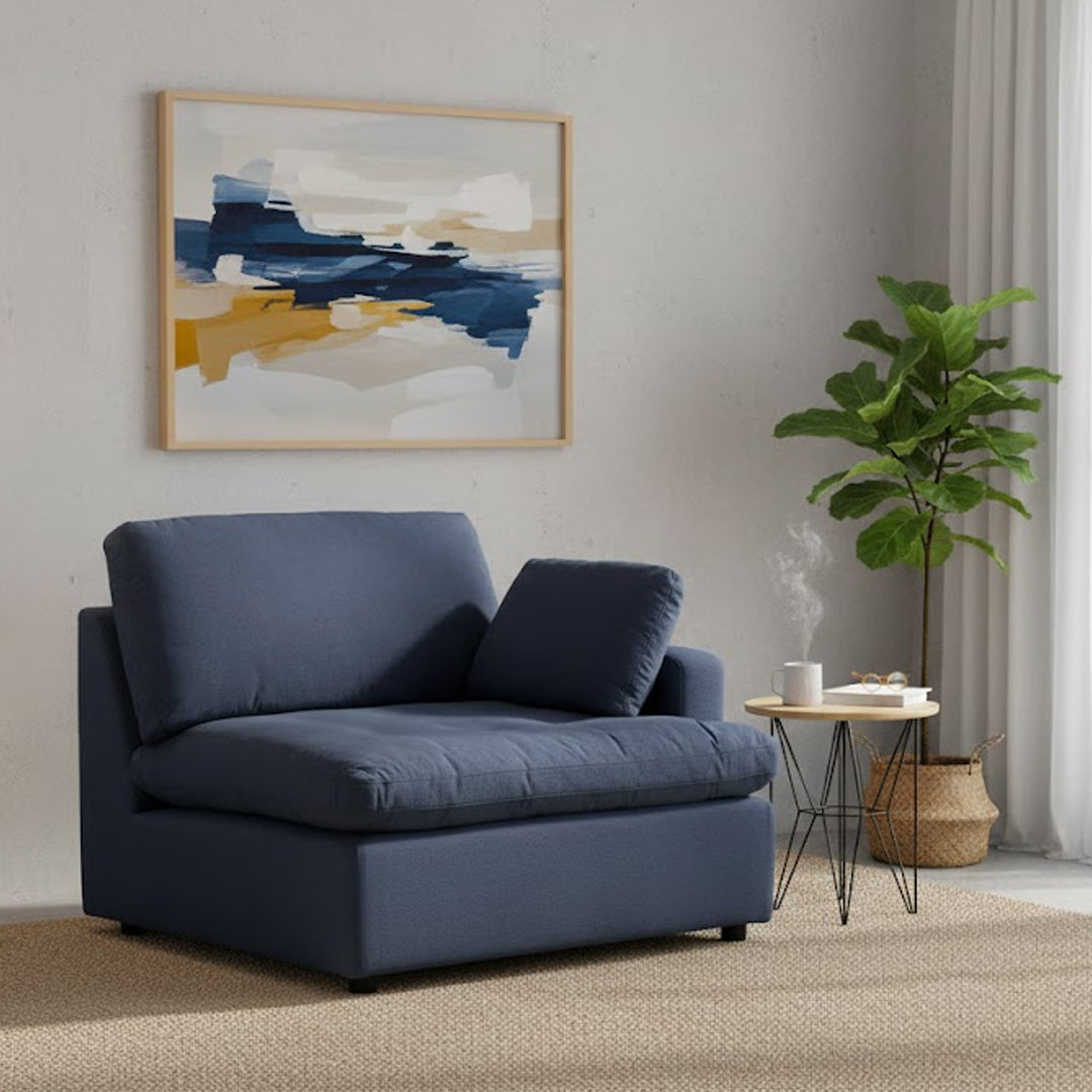 SUNNI FABRIC MODULAR RIGHT HAND FACING CHAIR NAVY