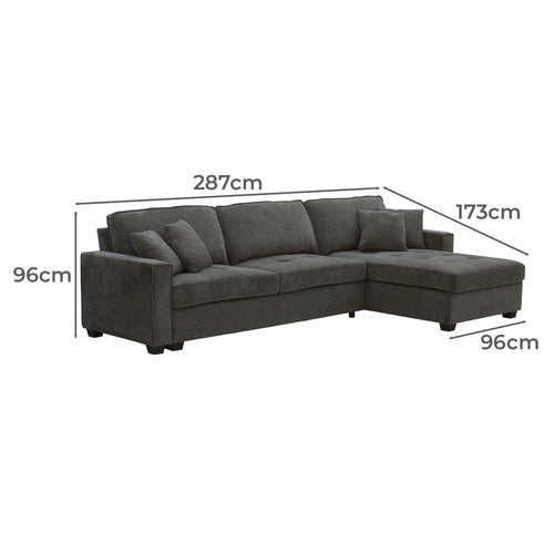 SOUTHERN STYLERS SAMI 3 SEATER UPHOLSTERED SOFA WITH LEFT CHAISE