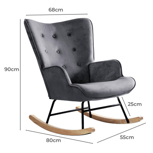 LIVING FUSION SANDY VELVET ROCKING CHAIR