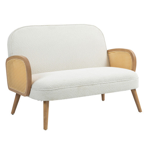 EVIE HOME SHAAN 2 SEATER BOUCLE & RUBBERWOOD SOFA