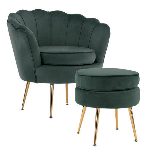 LETITIA LANE 2 PIECE SHANAYA VELVET ARMCHAIR & OTTOMAN SET