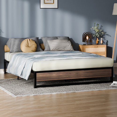 HOXTON ROOM SOREN STEEL & TIMBER BED BASE
