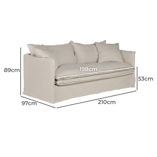 REXINGTON HOME SOREN 3 SEATER COTTON & LINEN SOFA
