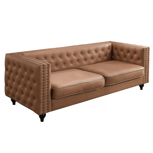 BY DESIGNS STANLEY 3 SEATER FAUX LEATHER SOFA
