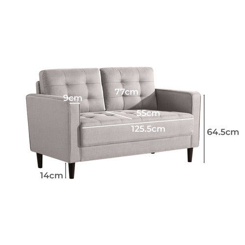 STUDIO HOME STONE GREY WEAVE MID CENTURY 2 SEATER SOFA