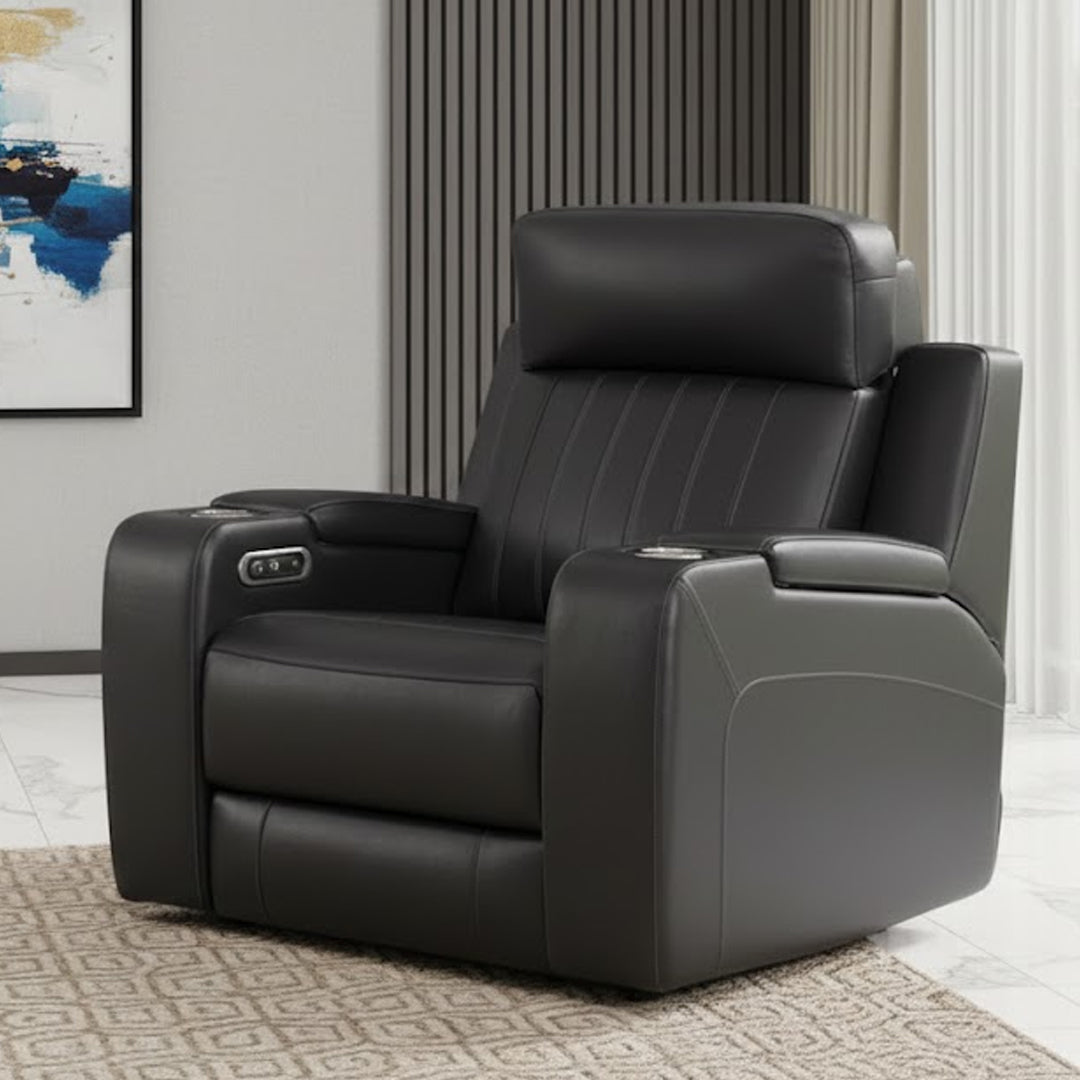 THANE LEATHER ELECTRIC RECLINER BLACK