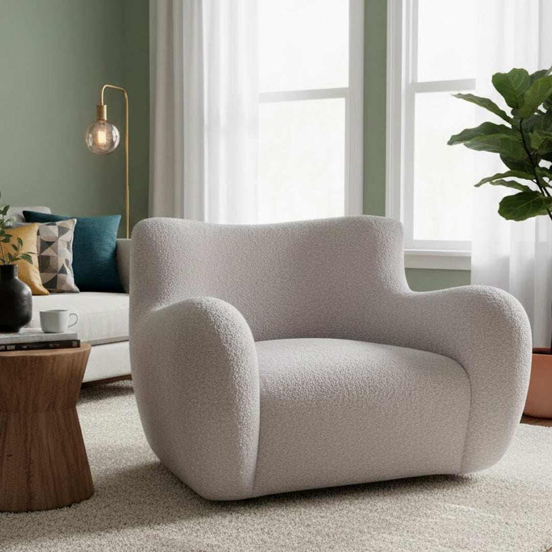 THE HOME COLLECTIVE MALIX FAUX MOHAIR ARMCHAIR