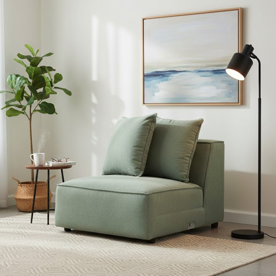 TILLEY FABRIC MODULAR ARMLESS CHAIR GREEN