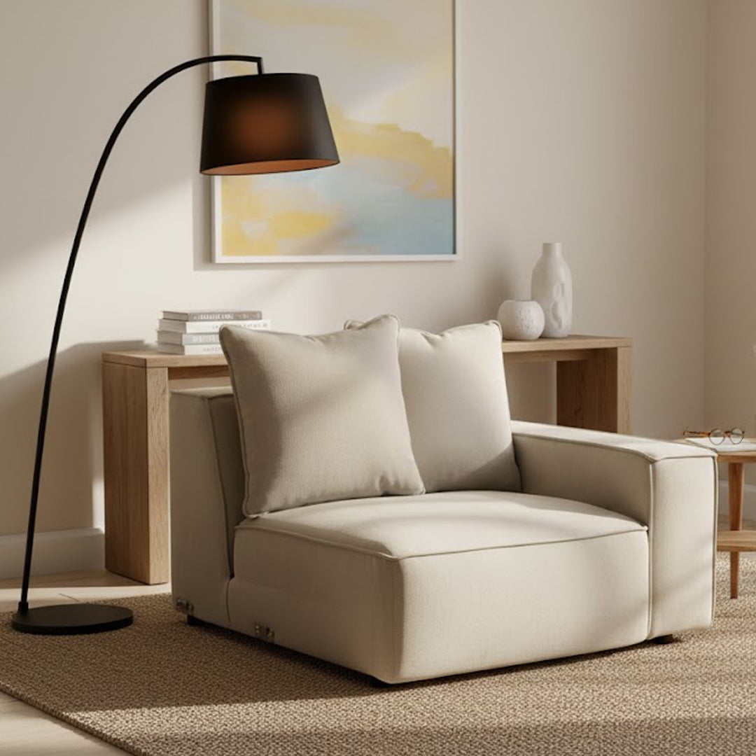 TILLEY FABRIC MODULAR RHF CHAIR LIGHT GREY