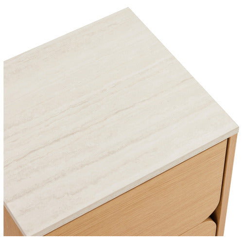 TALIA TRAVERTINE-LOOK BEDSIDE TABLE