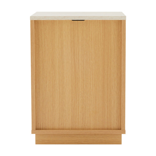 TALIA TRAVERTINE-LOOK BEDSIDE TABLE