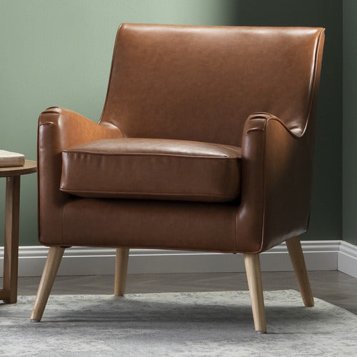 TAN SHELLEY PREMIUM FAUX LEATHER ARMCHAIR