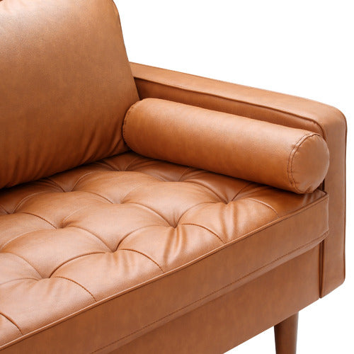 TAN STOCKHOLM FAUX LEATHER SOFA
