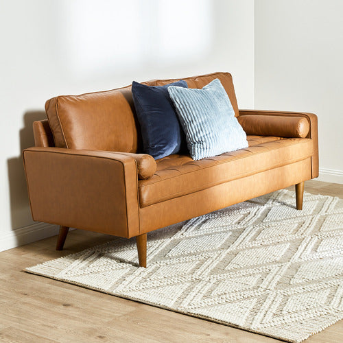 TAN STOCKHOLM FAUX LEATHER SOFA