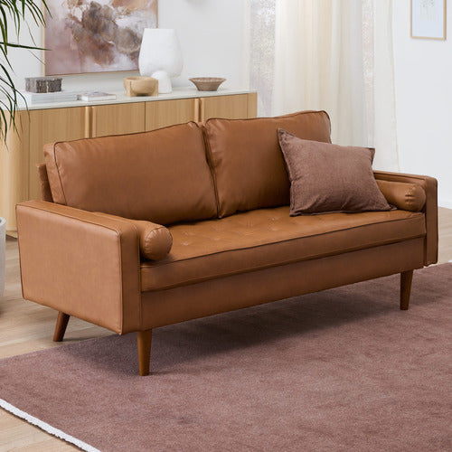 TAN STOCKHOLM FAUX LEATHER SOFA
