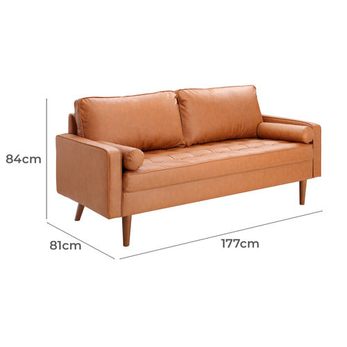 TAN STOCKHOLM FAUX LEATHER SOFA