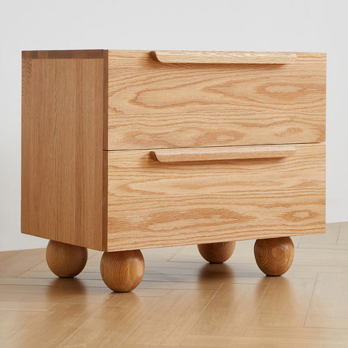 MODERN COLLECTIVE TEVY AMERICAN OAK WOOD BEDSIDE TABLE