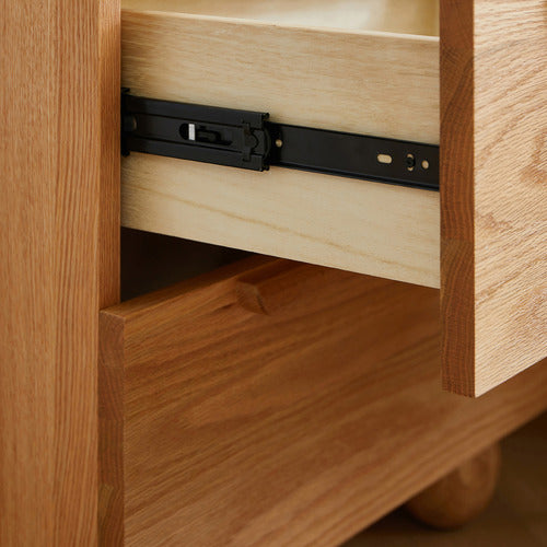 MODERN COLLECTIVE TEVY AMERICAN OAK WOOD BEDSIDE TABLE