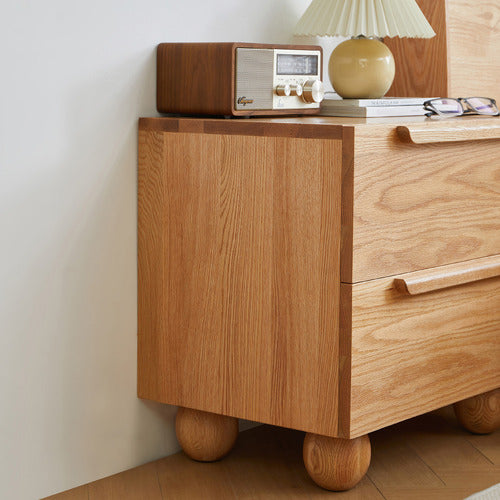 MODERN COLLECTIVE TEVY AMERICAN OAK WOOD BEDSIDE TABLE