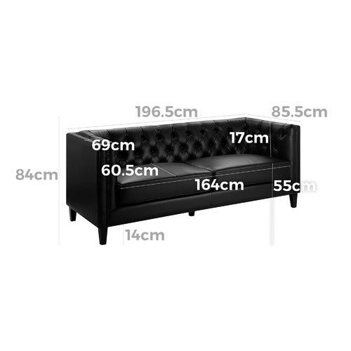 THIAGO 3 SEATER PREMIUM FAUX LEATHER SOFA
