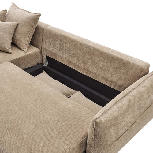 CORE LIVING THOMAS 3 SEATER DOUBLE SOFA BED WITH LEFT CHAISE