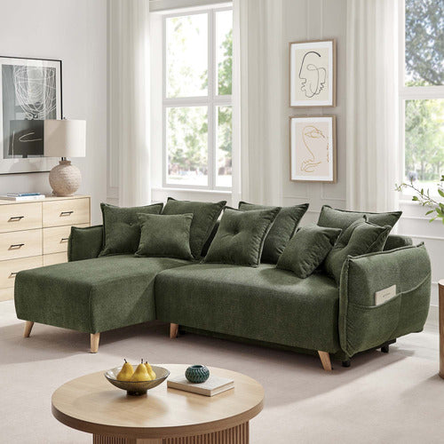CORE LIVING THOMAS 3 SEATER DOUBLE SOFA BED WITH LEFT CHAISE