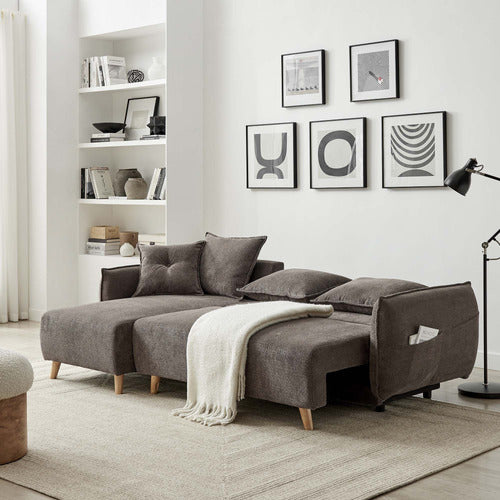 CORE LIVING THOMAS 3 SEATER DOUBLE SOFA BED WITH LEFT CHAISE
