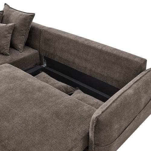 CORE LIVING THOMAS 3 SEATER DOUBLE SOFA BED WITH LEFT CHAISE