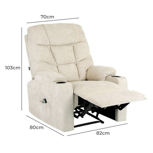 LIVING FUSION TOWSON UPHOLSTERED MASSAGE RECLINER ARMCHAIR