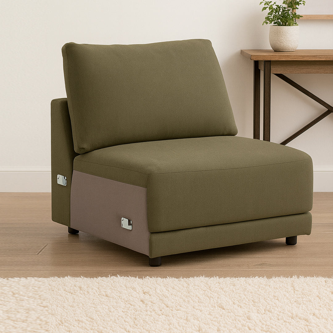VARLEY FABRIC MODULAR ARMLESS CHAIR GREEN