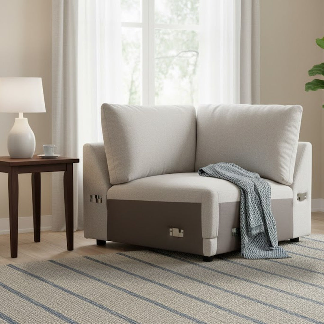 VARLEY FABRIC MODULAR CORNER CHAIR LIGHT GREY