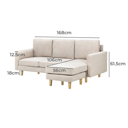 LIVING FUSION VANESSA 3 SEATER SOFA WITH REVERSIBLE CHAISE