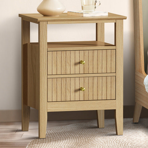LIVING FUSION HILDA 2 DRAWER BEDSIDE TABLE